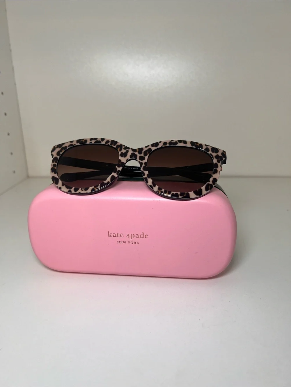 kate spade Leopard-Print Round Sunglasses in Pink and Brown